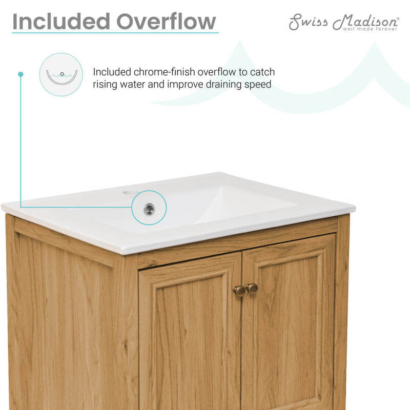 Swiss Madison Château 24" Bathroom Vanity in Natural Oak