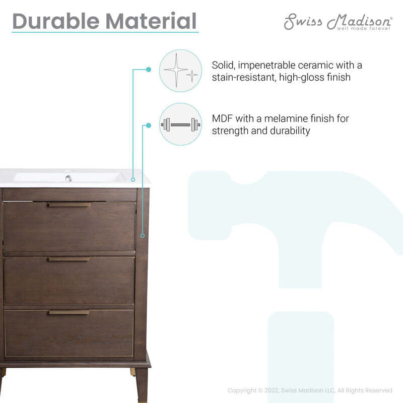 Swiss Madison Hugo 24" Bathroom Vanity in Walnut