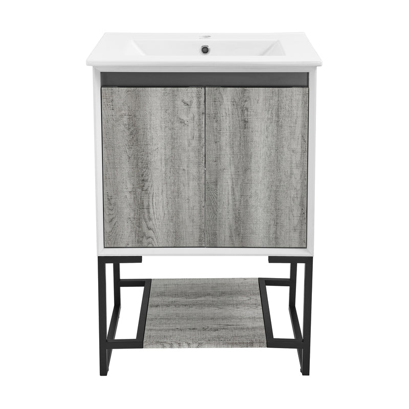 Swiss Madison Marseille 24 Single, Two Doors, Open Shelf Bathroom Vanity