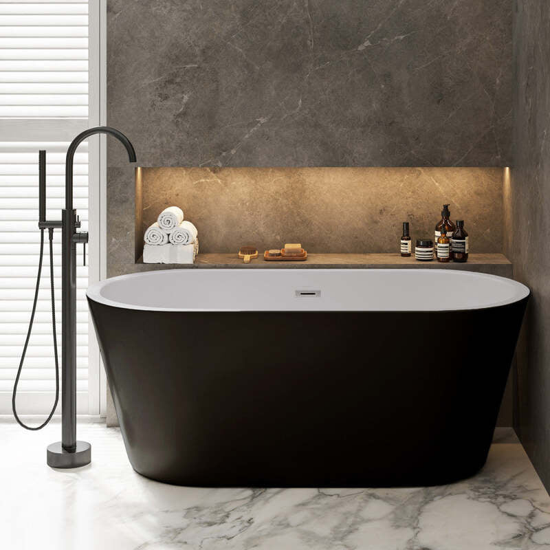 Swiss Madison Claire 60" Freestanding Bathtub Matte Black and Matte White