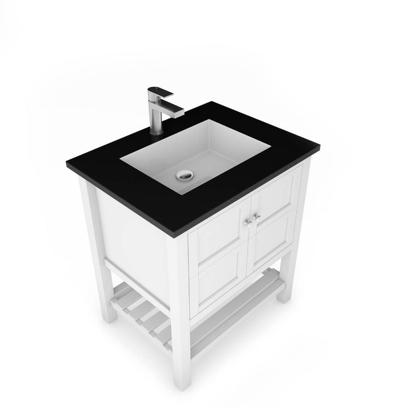 Gloria 30" (White / Grey ) Vanity Set With White And Black Top