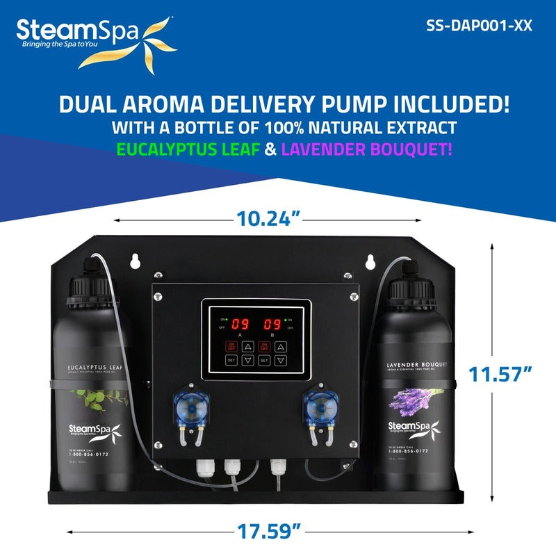 SteamSpa Black Series 2 x 10.5kW QuickStart Steam Bath Generator Package w/ Dual Aroma Pump