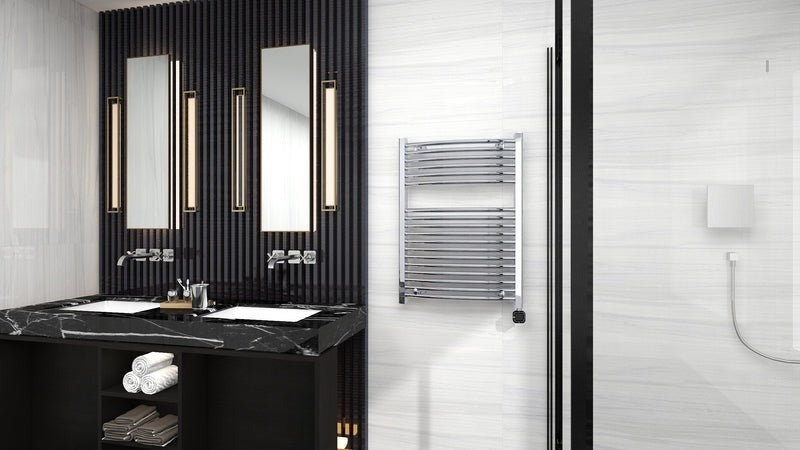 Heatgene Electric Radiator Towel Warmer with Programmable Smart Timer and Temperature Control in Brushed, Chrome, Matte Black HG0286
