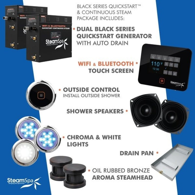 Steamspa Wifi and Bluetooth 15kW Steam Bath Generator in Oil Rubbed Bronze