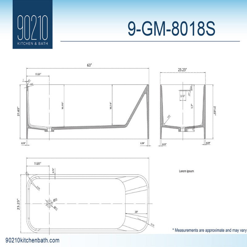 Charlotte 63" Solid Surface Freestanding Bathtub
