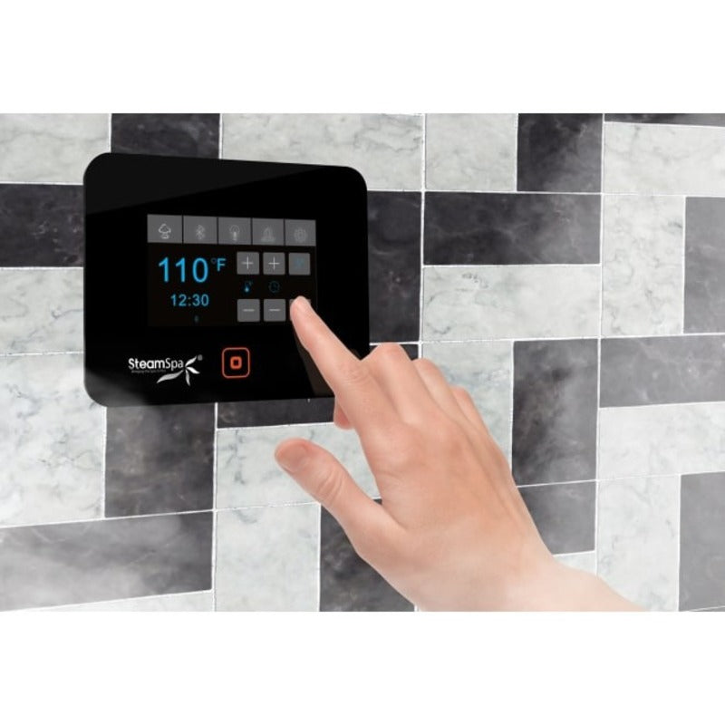 SteamSpa Black Series WiFi and Bluetooth 4.5KW Quickstart Steam Bath Generator Package with Dual Aroma Pump