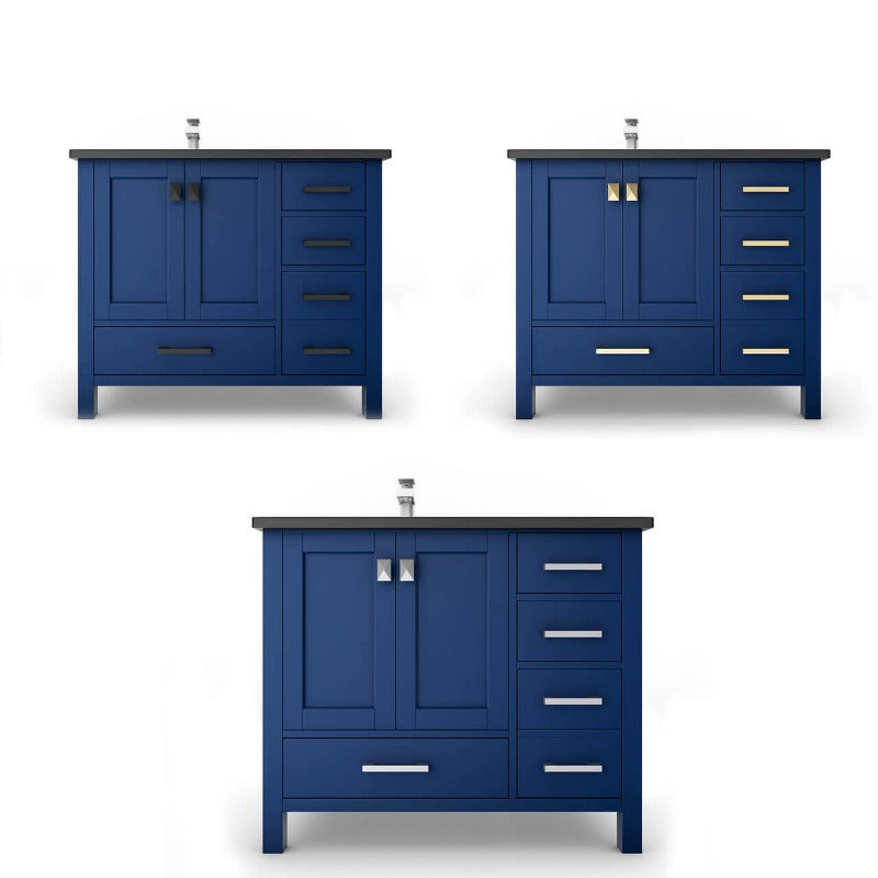Ava 36" (White / Grey / Blue ) Vanity Set with White and Black Top
