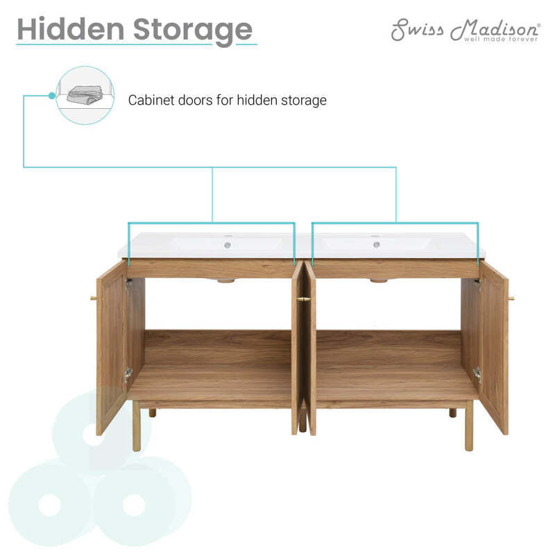 Swiss Madison Classé 60" Bathroom Vanity in Oak