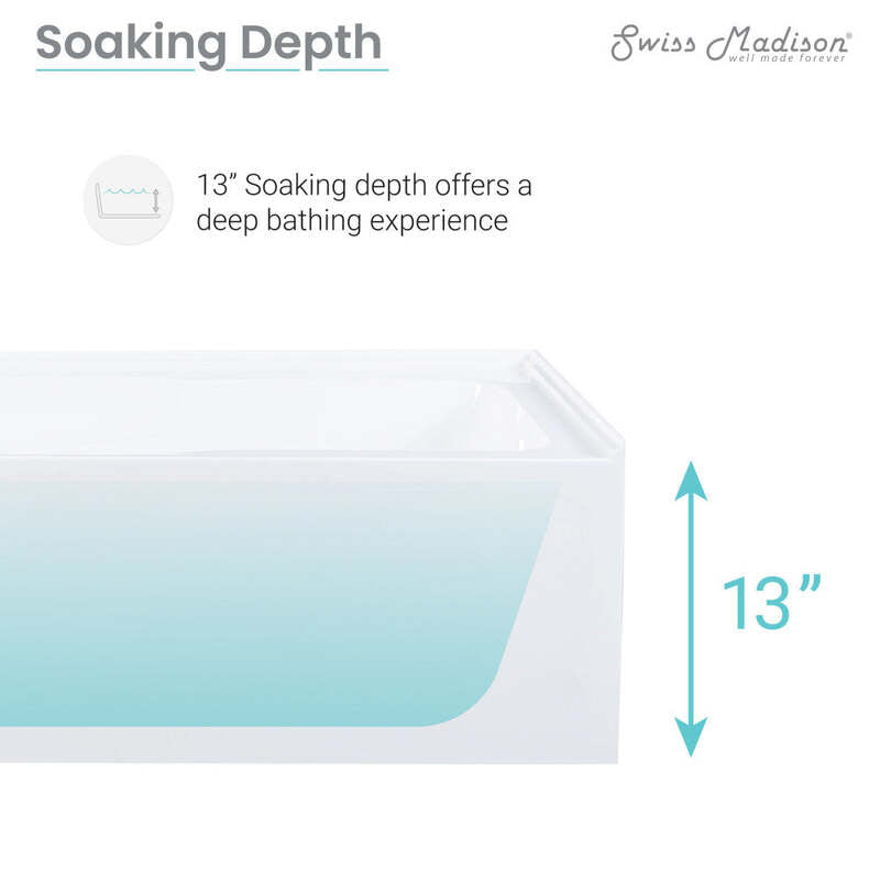 Swiss Madison Voltaire 60" X 30" Left-Hand Drain Alcove Bathtub with Apron and Armrest