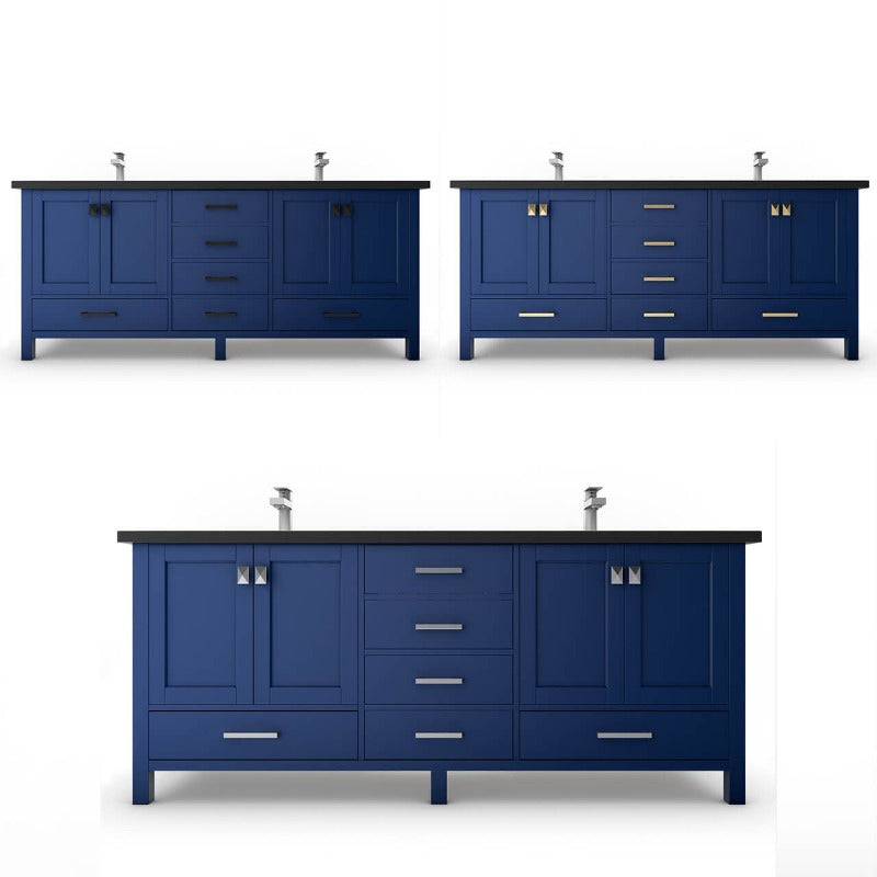 Ava 60" ( White / Grey / Black / Blue ) Vanity Set with White And BlackTop