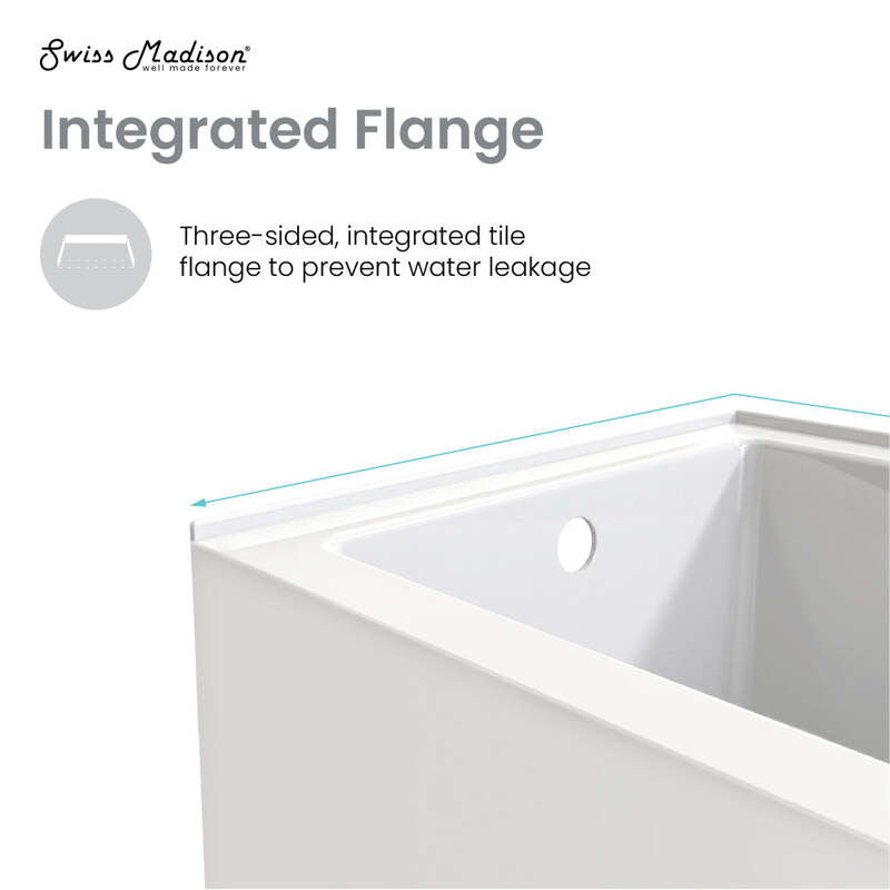 Swiss Madison Ivy 54'' x 30" Bathtub with Apron Left Hand Drain in White