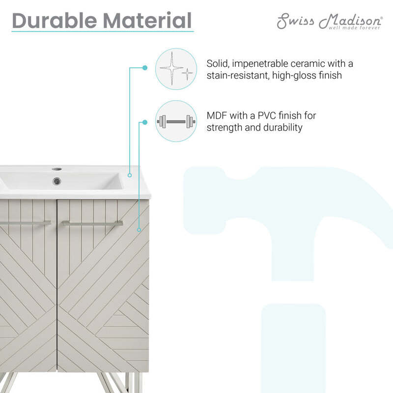 Swiss Madison Annecy 24" Bathroom Vanity in Mayhem Greige