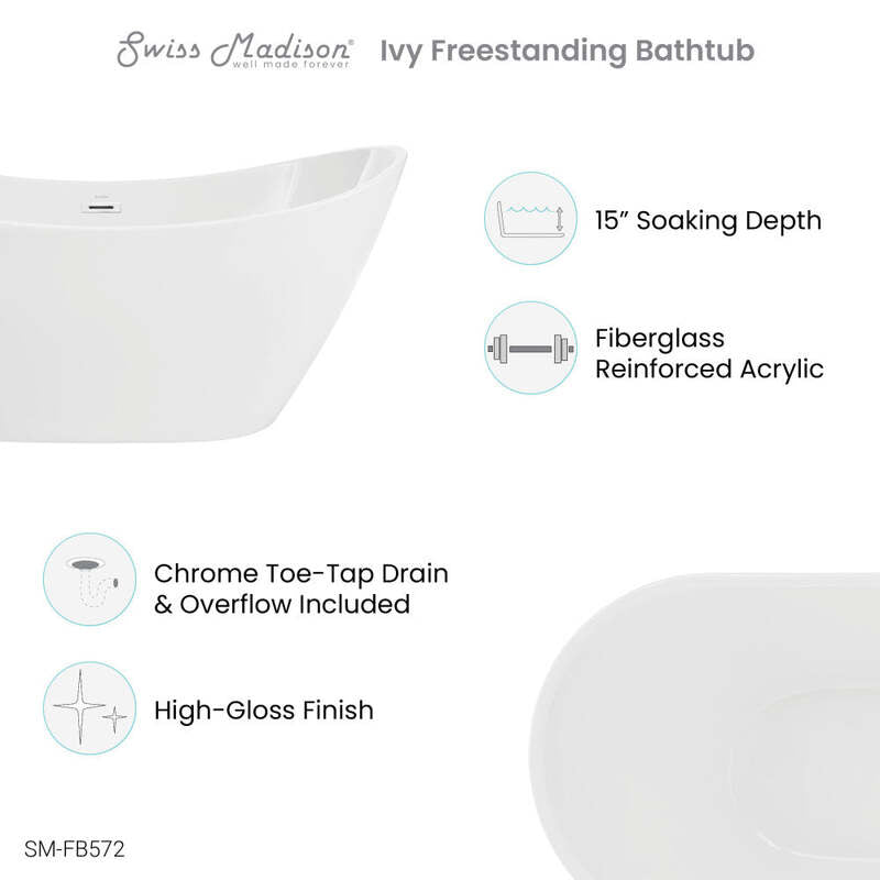 Swiss Madison Ivy 67" Double Slipper Freestanding Bathtub