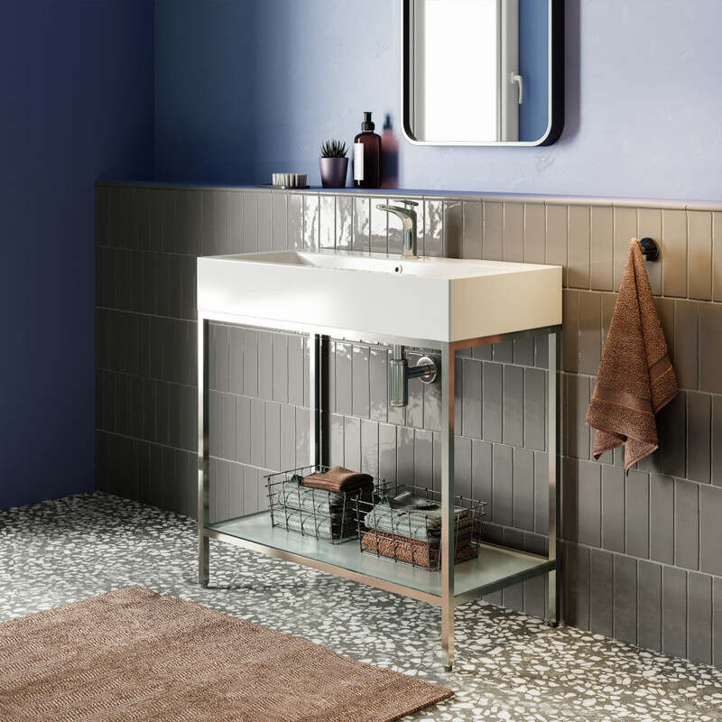 Swiss Madison Pierre 32 Single, Freestanding, Open Shelf, Chrome Metal Frame Bathroom Vanity