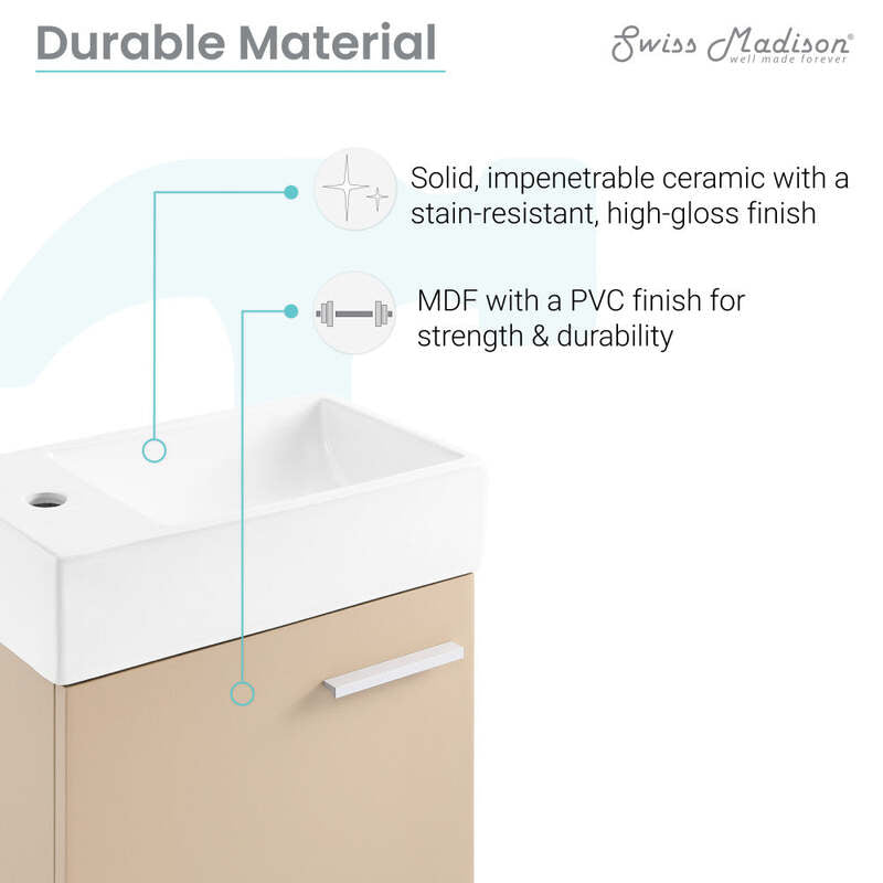 Swiss Madison Colmer 18" Wall-Mounted Bathroom Vanity in Sandstone