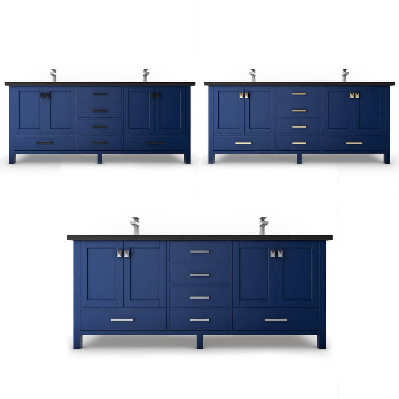 Ava 72" ( White / Grey / Blue ) Vanity Set with White And Black Top
