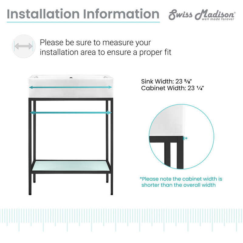 Swiss Madison Pierre 24 Single, Freestanding, Matte Black Metal Frame Bathroom Vanity