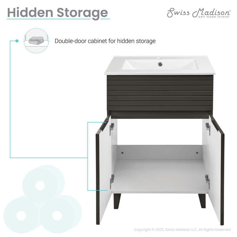 Swiss Madison Bernay 24" Bathroom Vanity in Cedar Grey