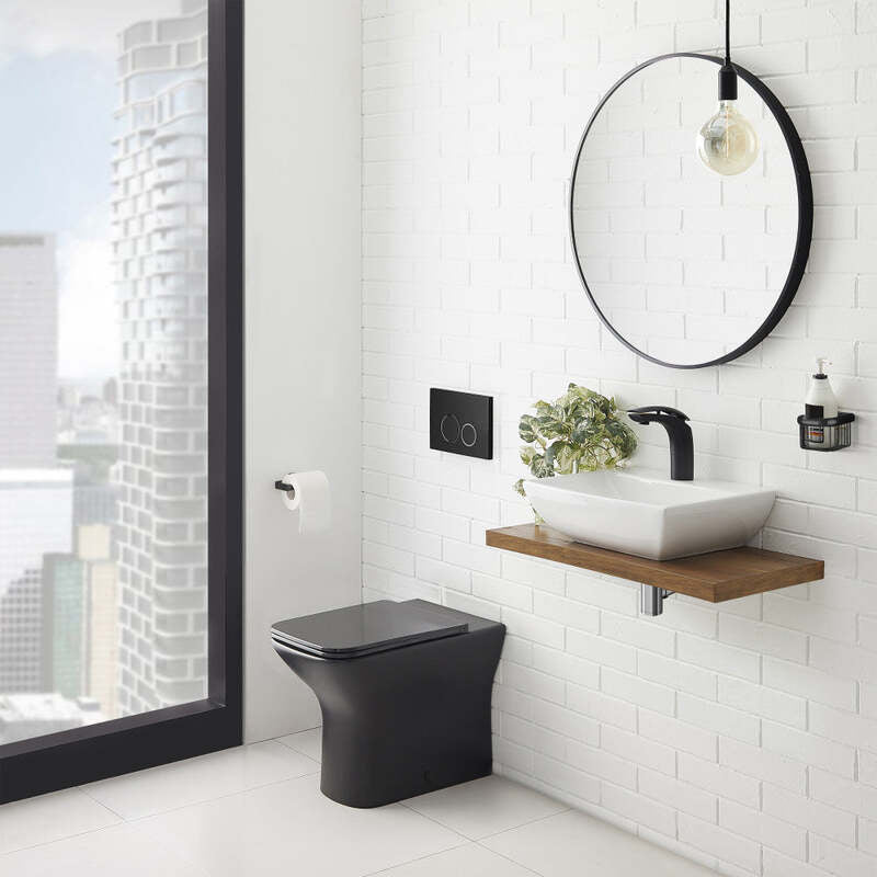Swiss Madison Carré Back-to-Wall Elongated Toilet Bowl in Matte Black
