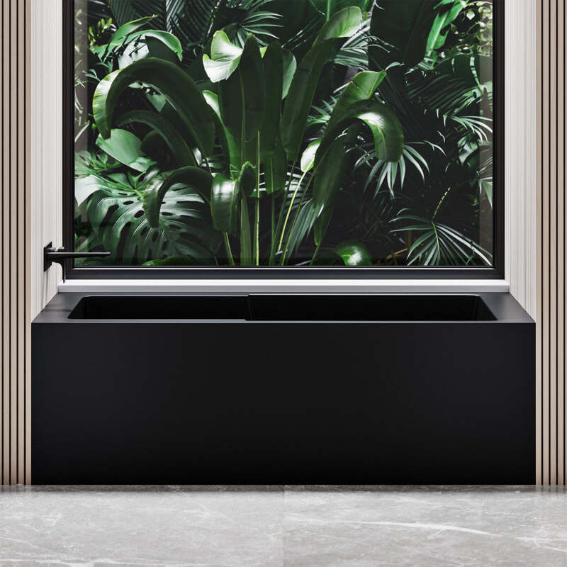 Swiss Madison Voltaire 54" X 30" Left-Hand Drain Alcove Bathtub with Apron in Matte Black