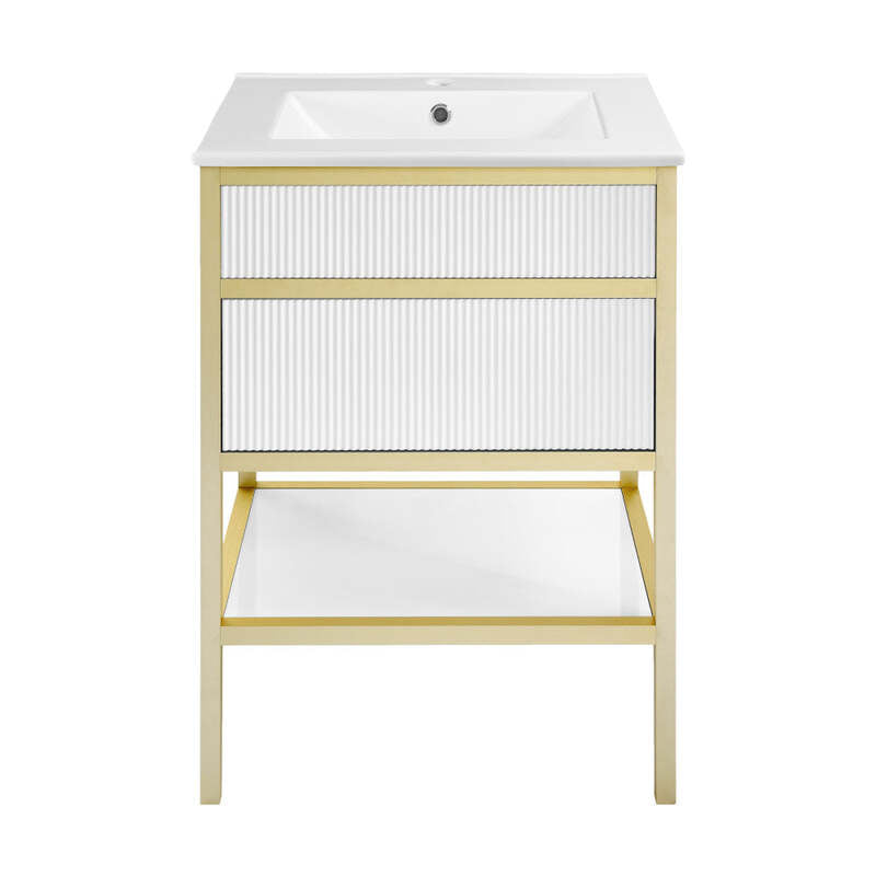 Swiss Madison Cache 24" Freestanding, Bathroom Vanity in White and Gold