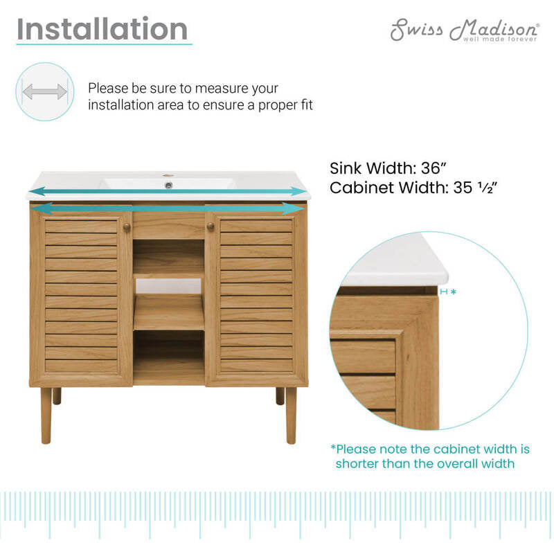 Swiss Madison Bron 36" Bathroom Vanity in Oak