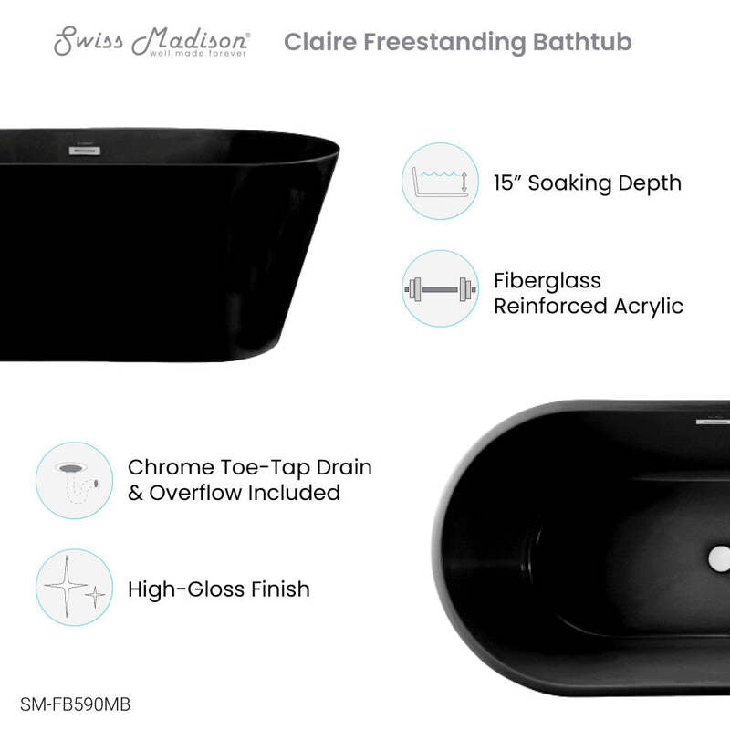 Swiss Madison Claire 60" Freestanding Bathtub in Matte Black