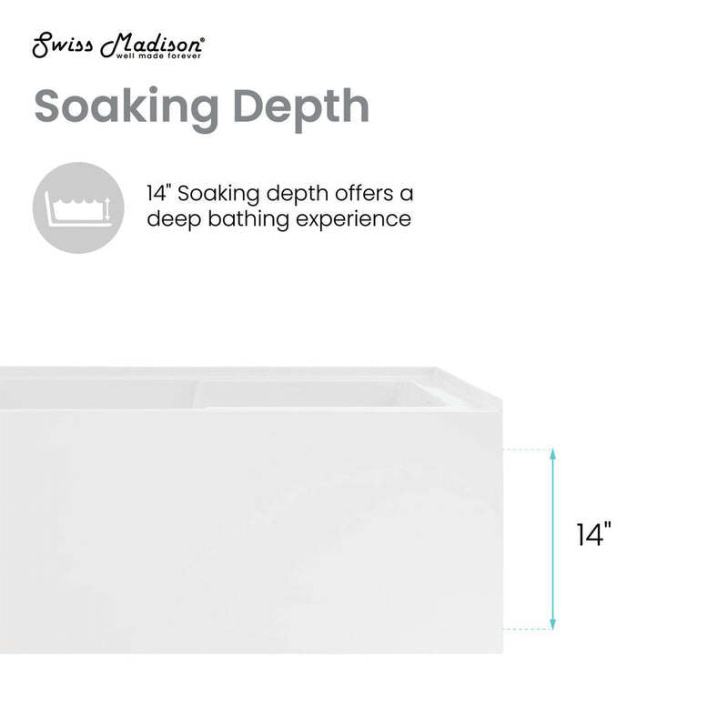 Swiss Madison Voltaire 48 x 30" Right-Hand Drain Alcove Integrated Armrest Bathtub with Apron