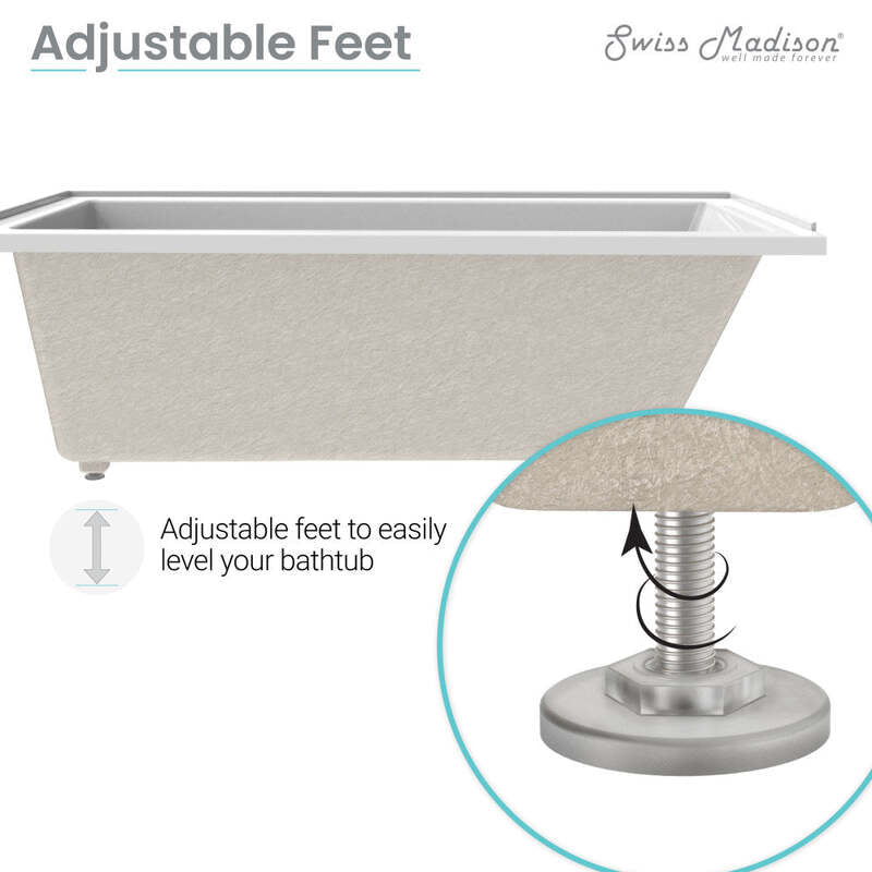 Swiss Madison Voltaire 66 "x 36" Reversible Drain Drop-In Bathtub