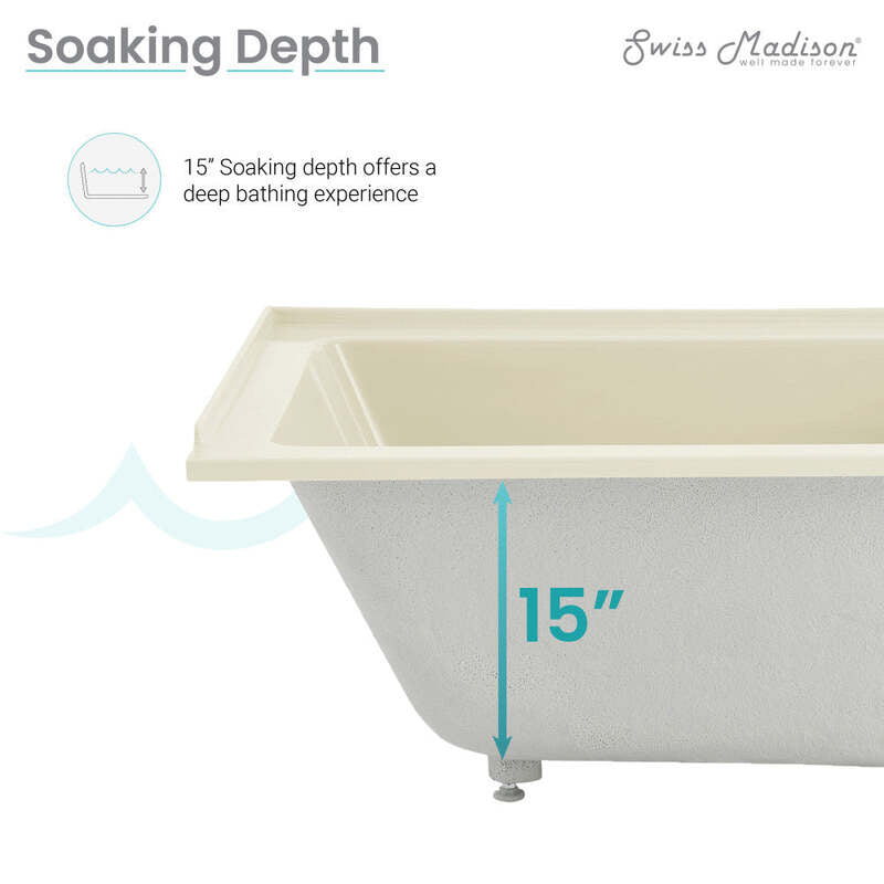 Swiss Madison Voltaire 48" X 32" Right-Hand Drain Alcove Bathtub in Bisque