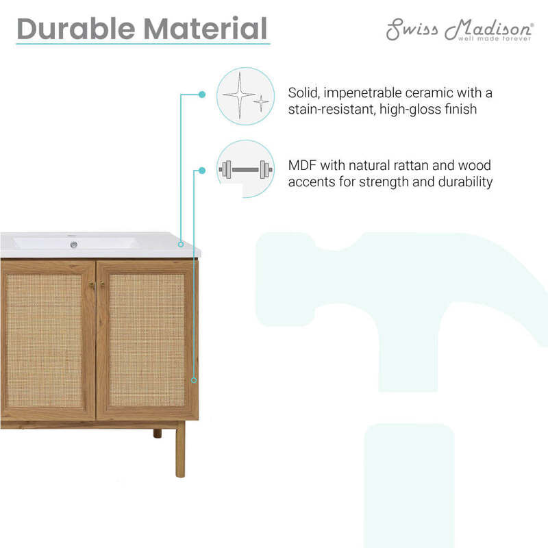 Swiss Madison Classé 60" Bathroom Vanity in Oak