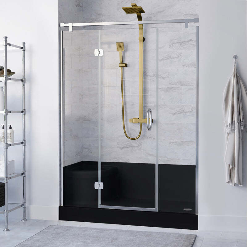 Swiss Madison Aquatique 60" x 32" Left Drain, Shower Base in Matte Black