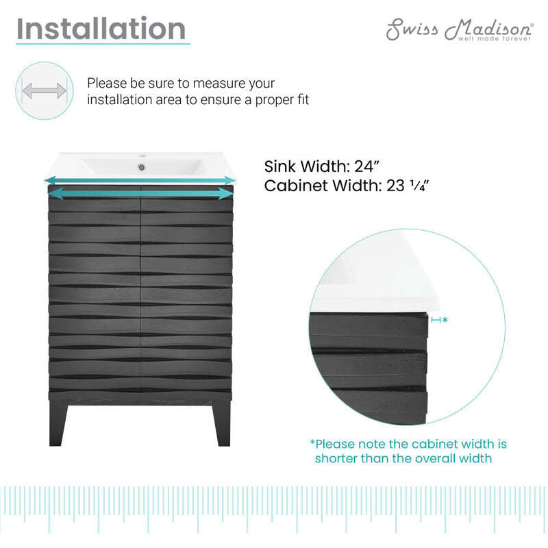 Swiss Madison Cascade 24" Bathroom Vanity in Black