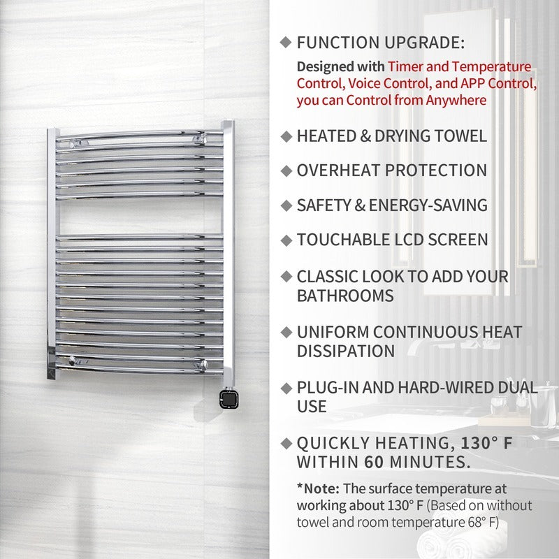 Heatgene Electric Radiator Towel Warmer with Programmable Smart Timer and Temperature Control in Brushed, Chrome, Matte Black HG0286