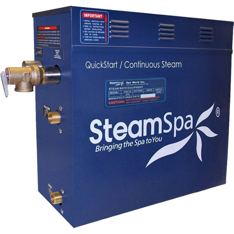 SteamSpa Royal 10.5 KW QuickStart Acu-Steam Bath Generator Package with Built-in Auto Drain in Brushed Nickel RYT1050BN-A