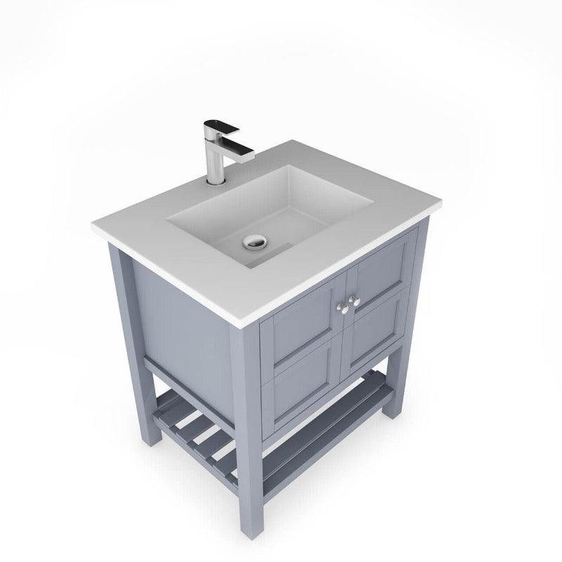 Gloria 30" (White / Grey ) Vanity Set With White And Black Top