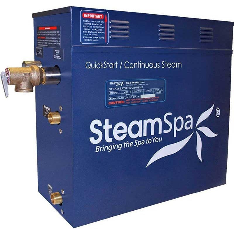 SteamSpa Indulgence 12 KW QuickStart Acu-Steam Bath Generator Package with Built-in Auto Drain in Polished Gold IN1200GD-A