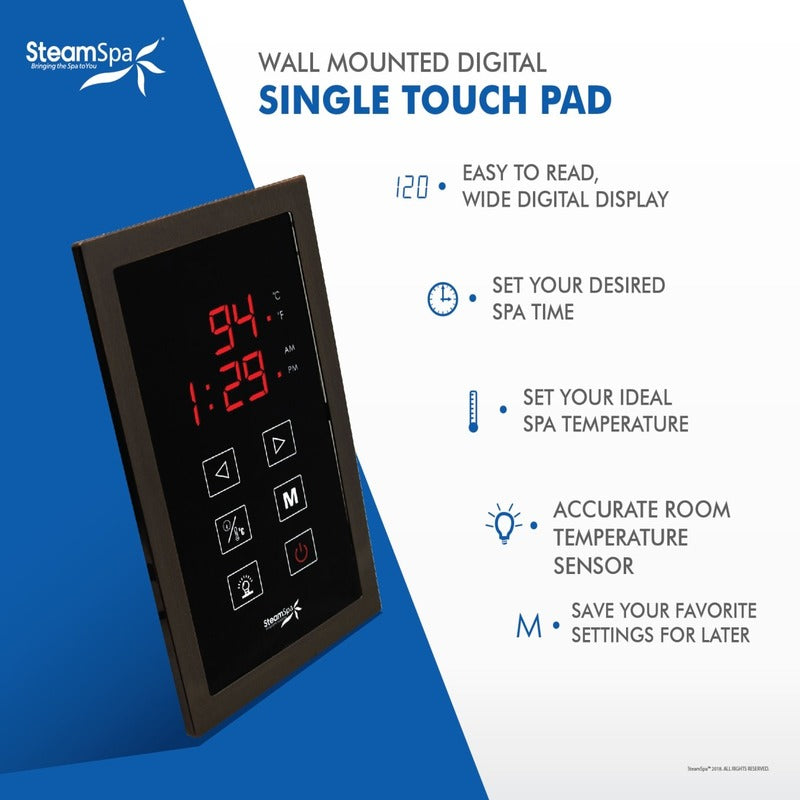 SteamSpa Indulgence 12 KW QuickStart Steam Bath Generator Package with Built-in Auto Drain