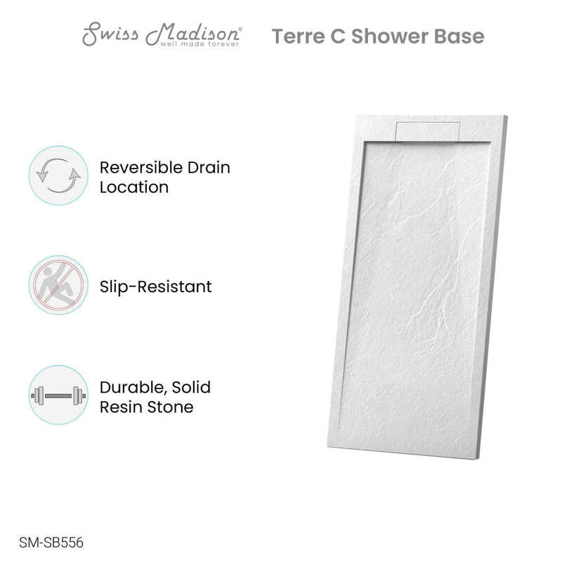 Swiss Madison Terre C Series 60" x 32" Reversible Drain Shower Base