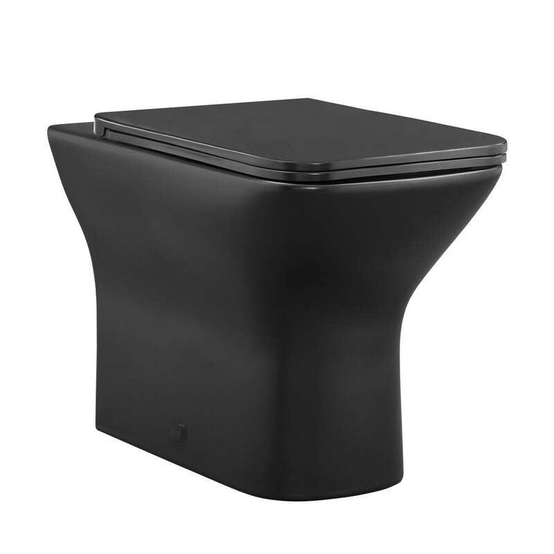 Swiss Madison Carré Back-to-Wall Elongated Toilet Bowl in Matte Black