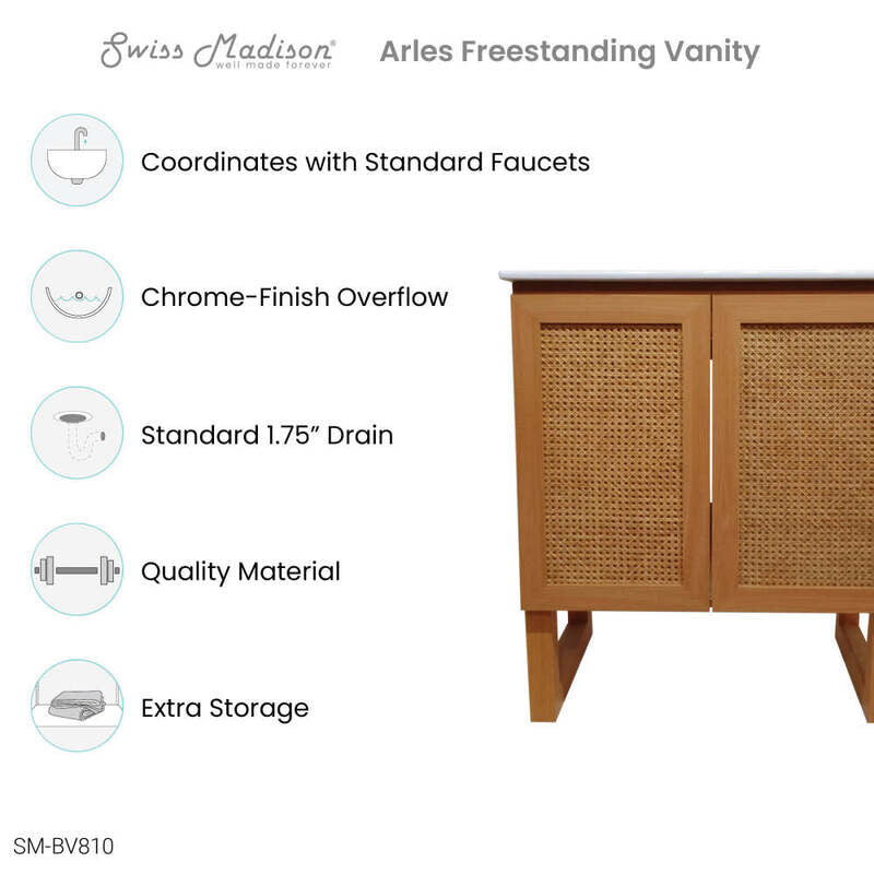 Swiss Madison Arles 30" Single, Bathroom Vanity in Honey