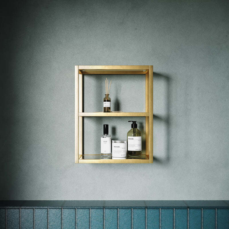 Swiss Madison Pierre 16"x20"x10" Wall-Mounted Linen Cabinet in Brushed Gold