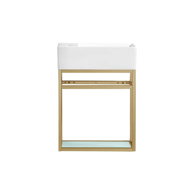 Swiss Madison Pierre 19.5 Single, Open Shelf, Gold Metal Frame Bathroom Vanity