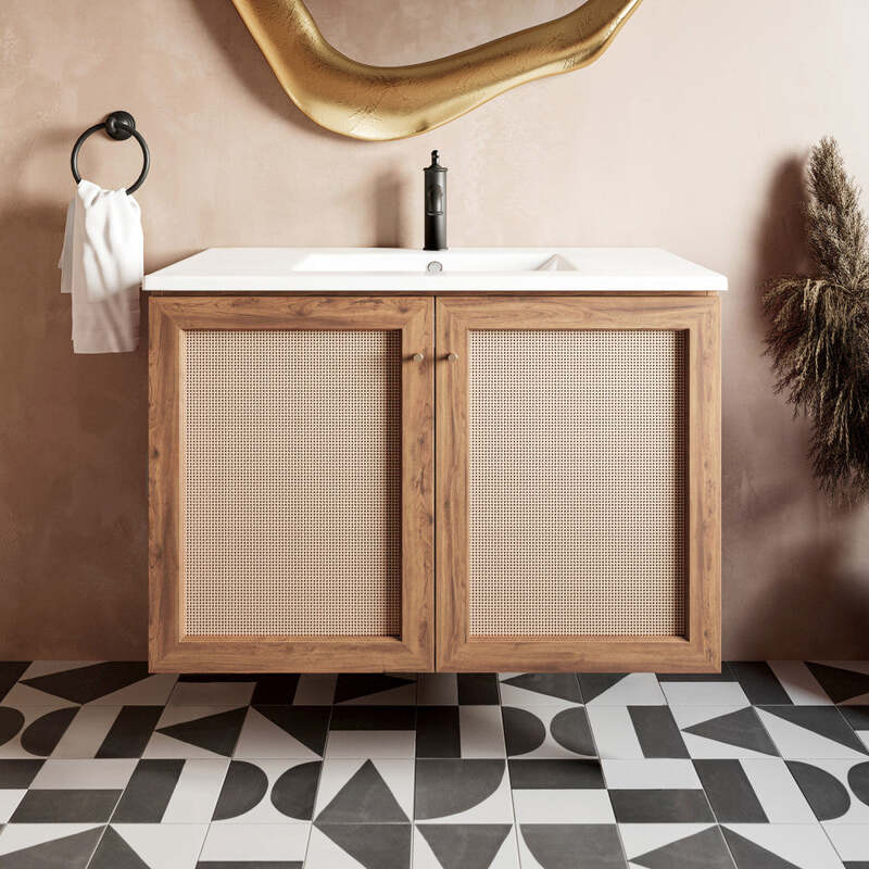 Swiss Madison Classé 36" Wall-Mounted Bathroom Vanity in Oak