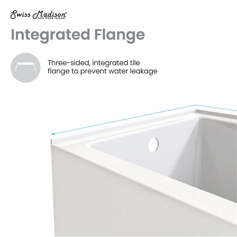 Swiss Madison Ivy 48'' x 32" Bathtub with Apron Left Hand Drain in White