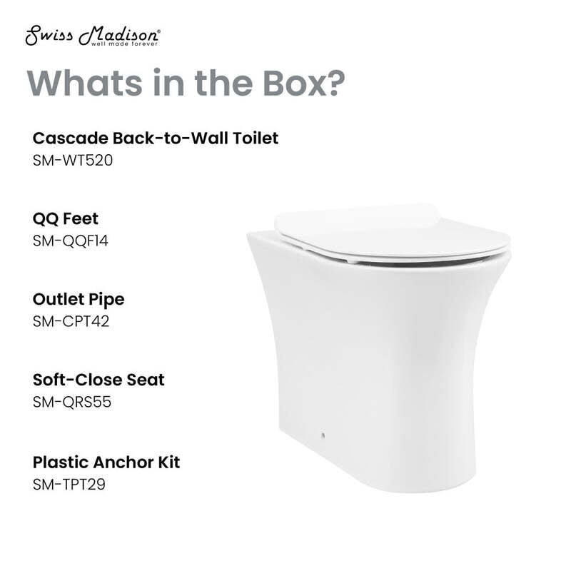 Swiss Madison Cascade Back-to-Wall Elongated Toilet Bowl