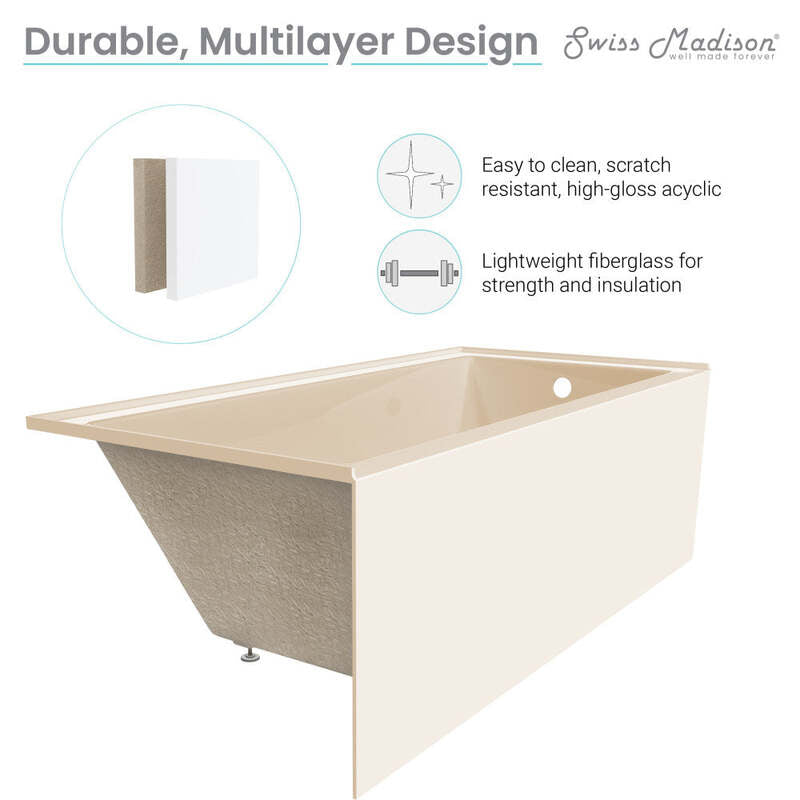 Swiss Madison Voltaire 48" X 32" Right-Hand Drain Alcove Bathtub with Apron in Bisque