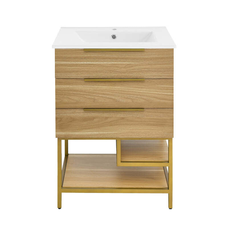 Swiss Madison Carre 24" Bathroom Vanity in White Oak