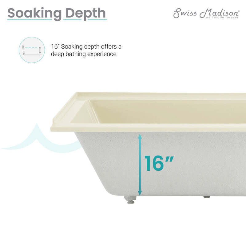Swiss Madison Voltaire 60" X 30" Right-Hand Drain Alcove Bathtub in Bisque