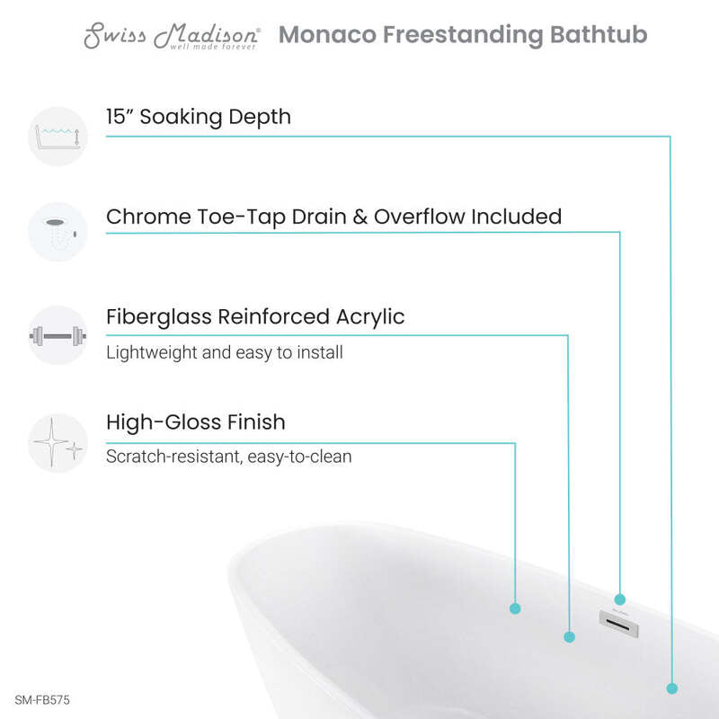 Swiss Madison Monaco 67" Freestanding Bathtub